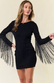 Midnight Sparkle Fringe Dress