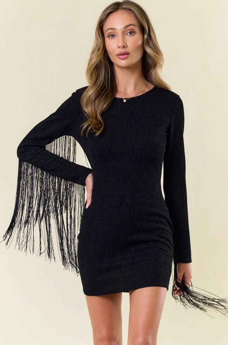 Midnight Sparkle Fringe Dress