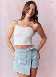 Bow Denim Skort
