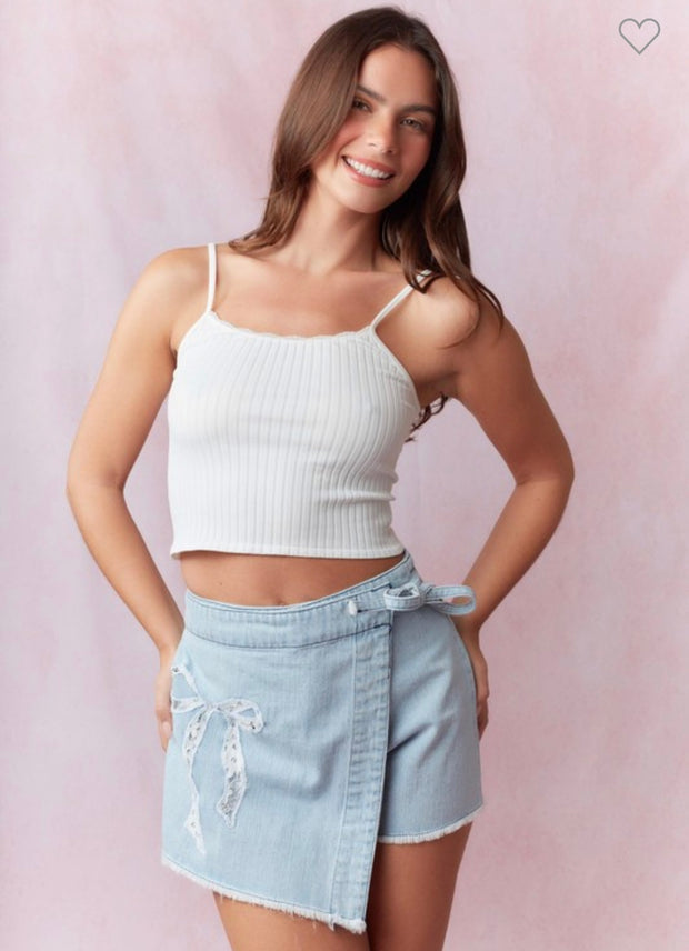 Bow Denim Skort