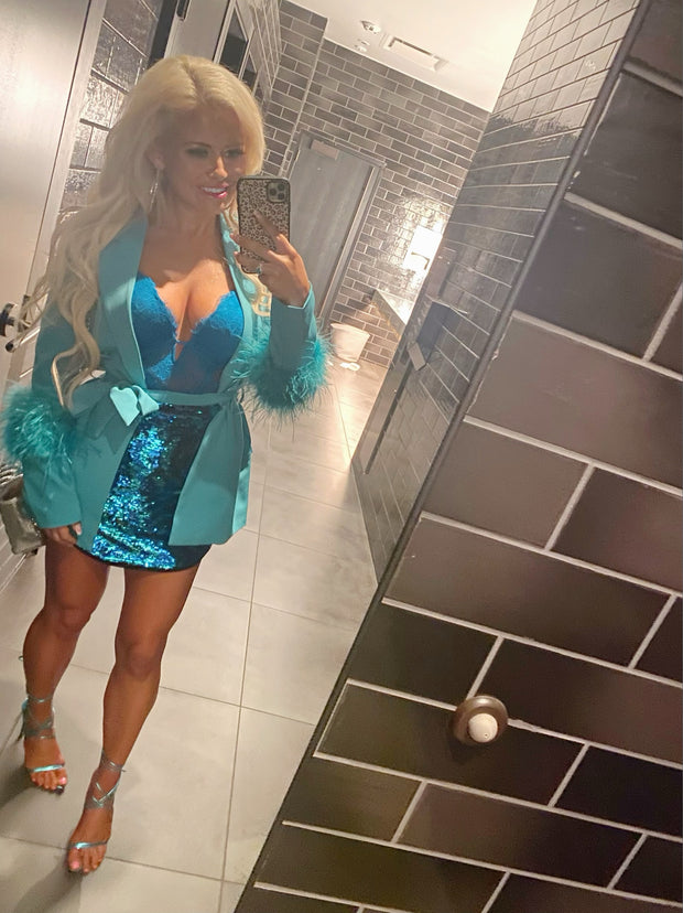 Turquoise Waters Feather Blazer